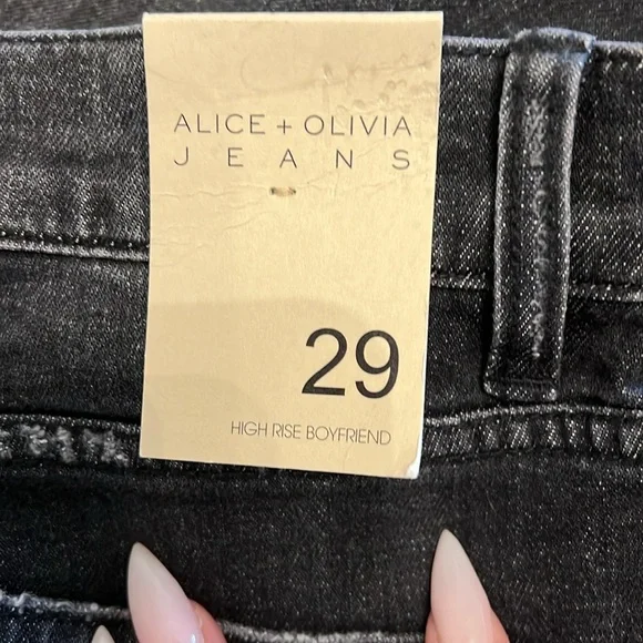 Alice & Olivia black boyfriend jeans new with tags Fringe  rhinestone size29 - Picture 6 of 12